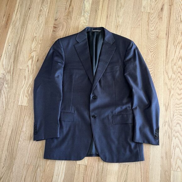 Canali 1934 Suit/Sport Coat Blue Grey Check 42R Dual Vents 2 Button 100% Wool - Picture 2 of 13
